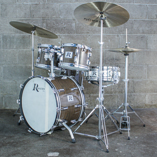 Rogers Londoner V Drum Kit – 1977 Big R Era – New Mahogany – Complete Memriloc Hardware