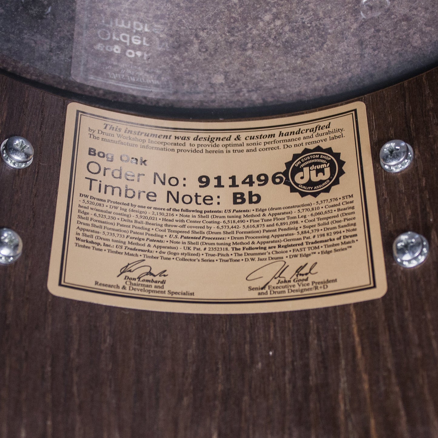 Neil Peart’s DW “EL Darko” 6”, 8”, 10” & 12” R40 Concert Toms