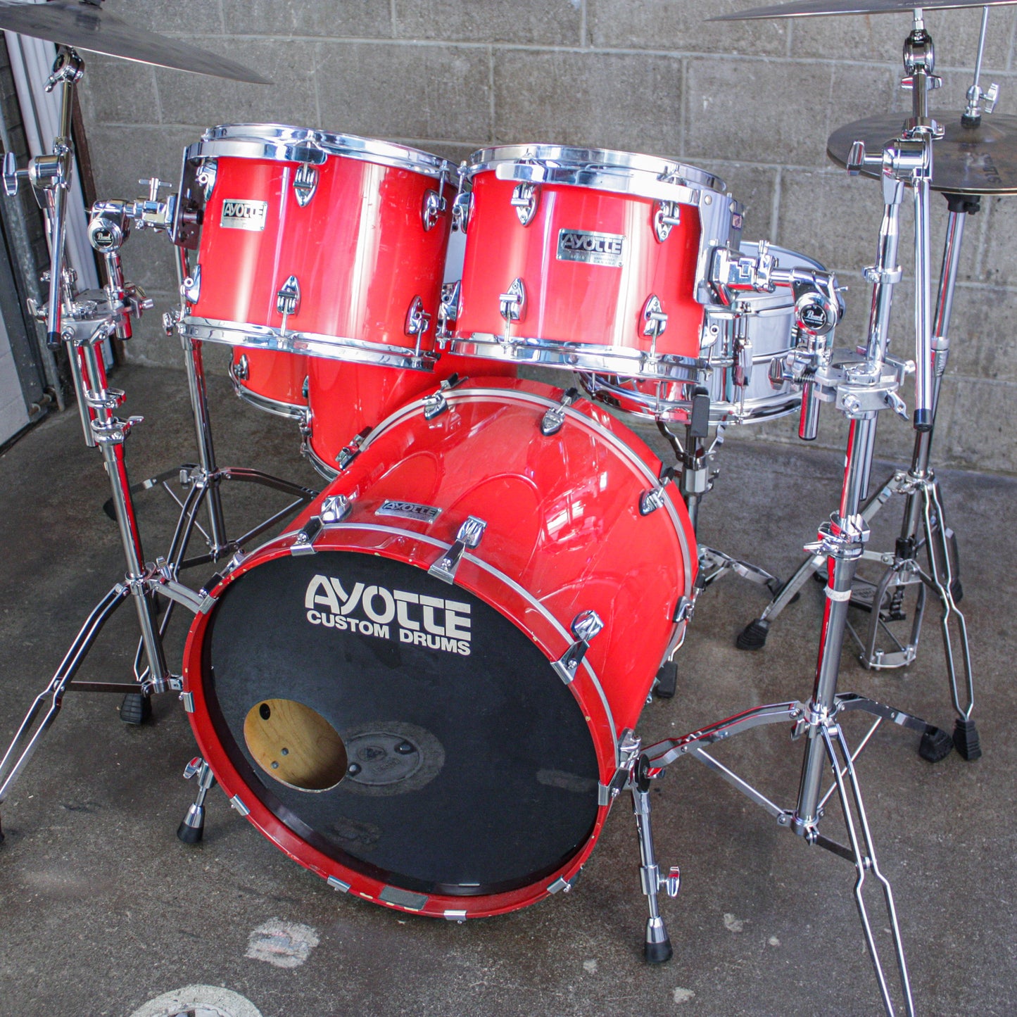 Ayotte 80s "Ray Era" Red Gloss One-Way Shade 5-Piece Drum Kit (22/16/14/13/12)