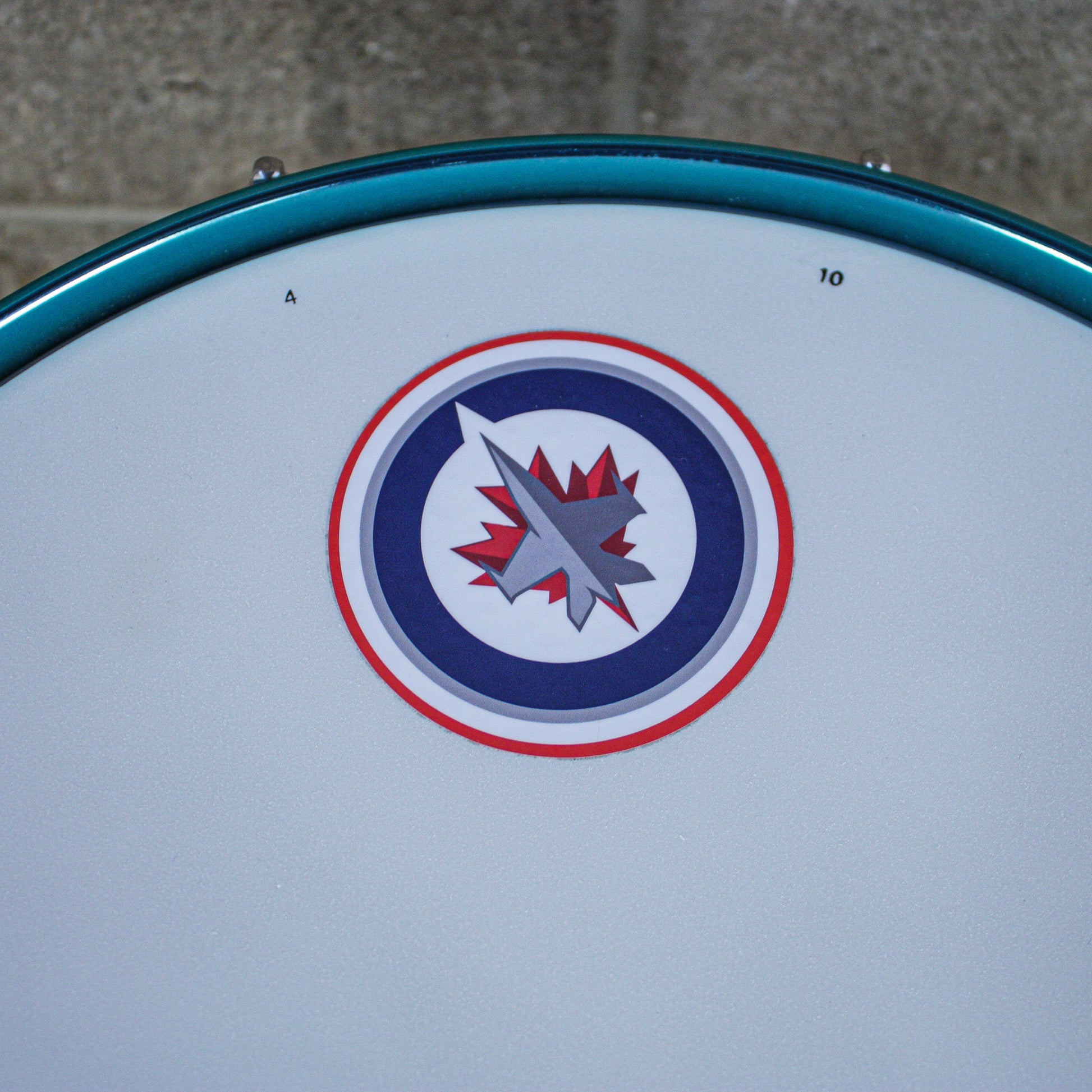 D.W. 6.5X14 VLT "Hockey Night In Canada" Maple Snare Drum with Neil Peart Tour used Sticks and Signed Head in Shadow Box