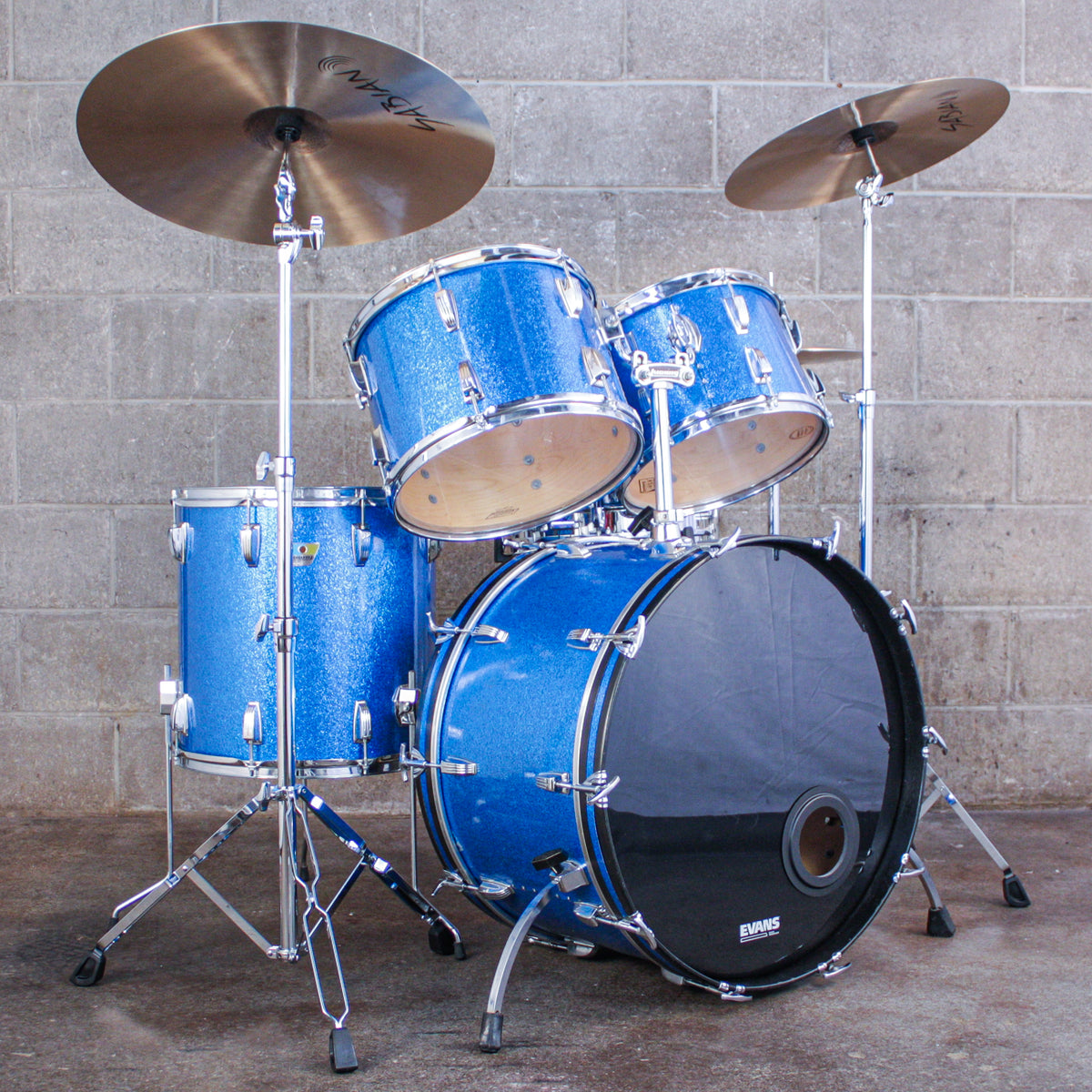 Ludwig Early 80s Blue Sparkle Drumkit (24/16/14/13)