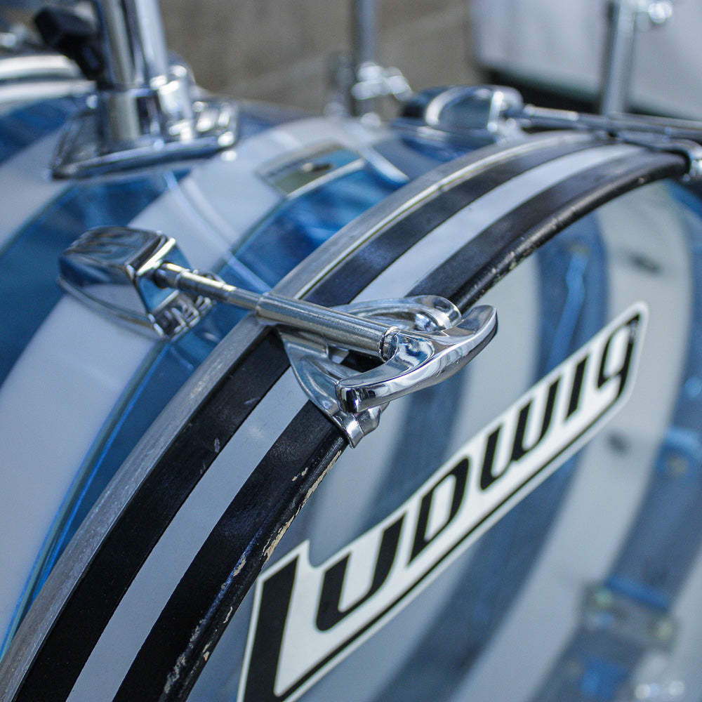 Ludwig Late 70s Vistalite Blue and White Spiral 4 Piece Drum Kit (12/13/16/22)