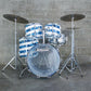 Ludwig Late 70s Vistalite Blue and White Spiral 4 Piece Drum Kit (12/13/16/22)