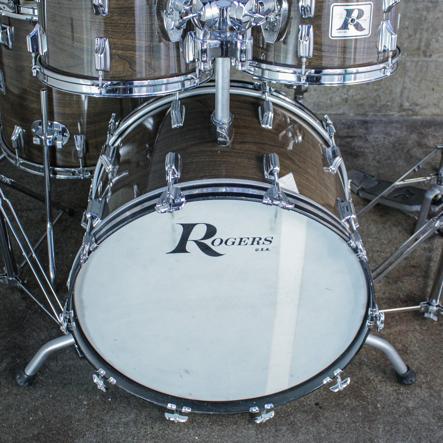 Rogers Londoner V Drum Kit – 1977 Big R Era – New Mahogany – Complete Memriloc Hardware