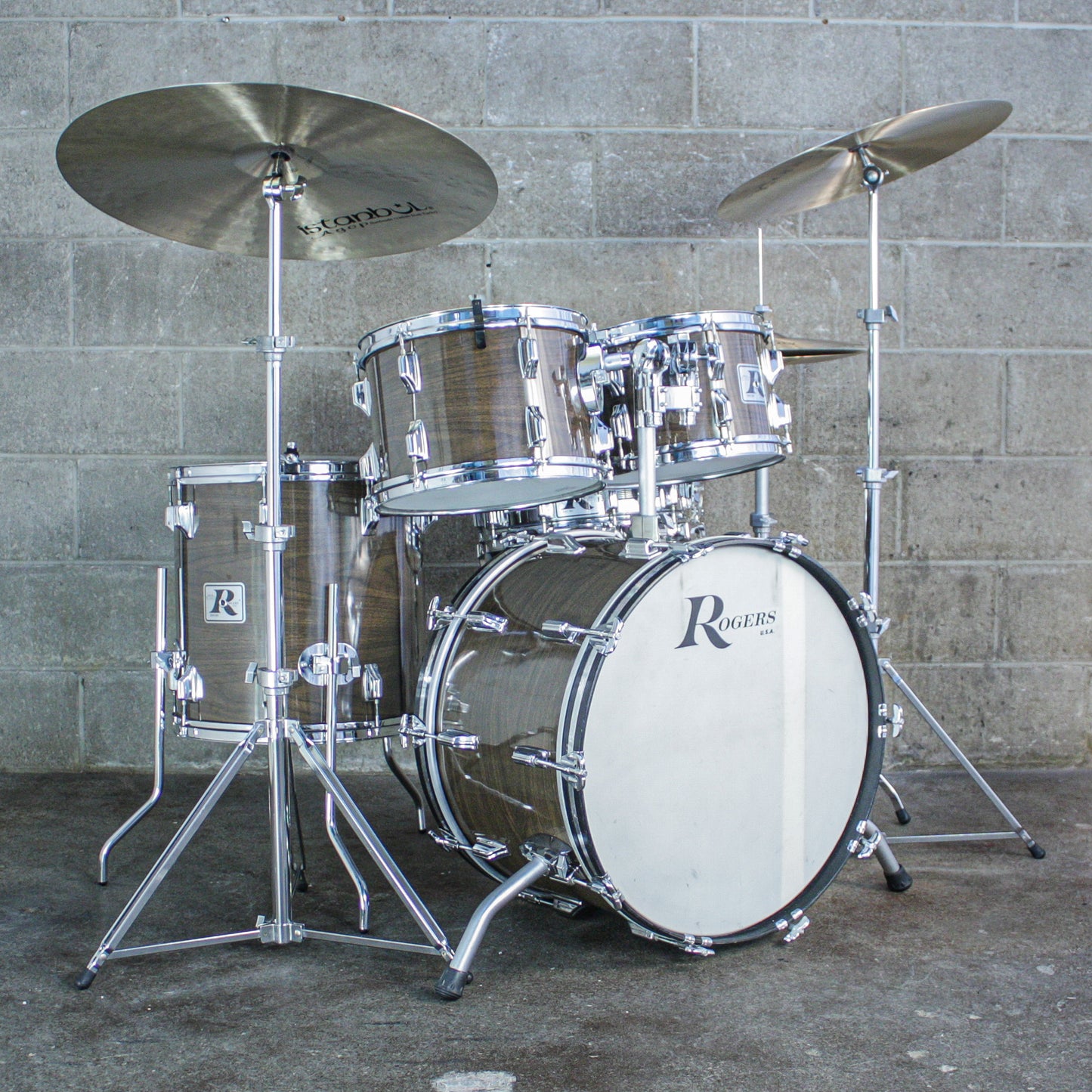 Rogers Londoner V Drum Kit – 1977 Big R Era – New Mahogany – Complete Memriloc Hardware