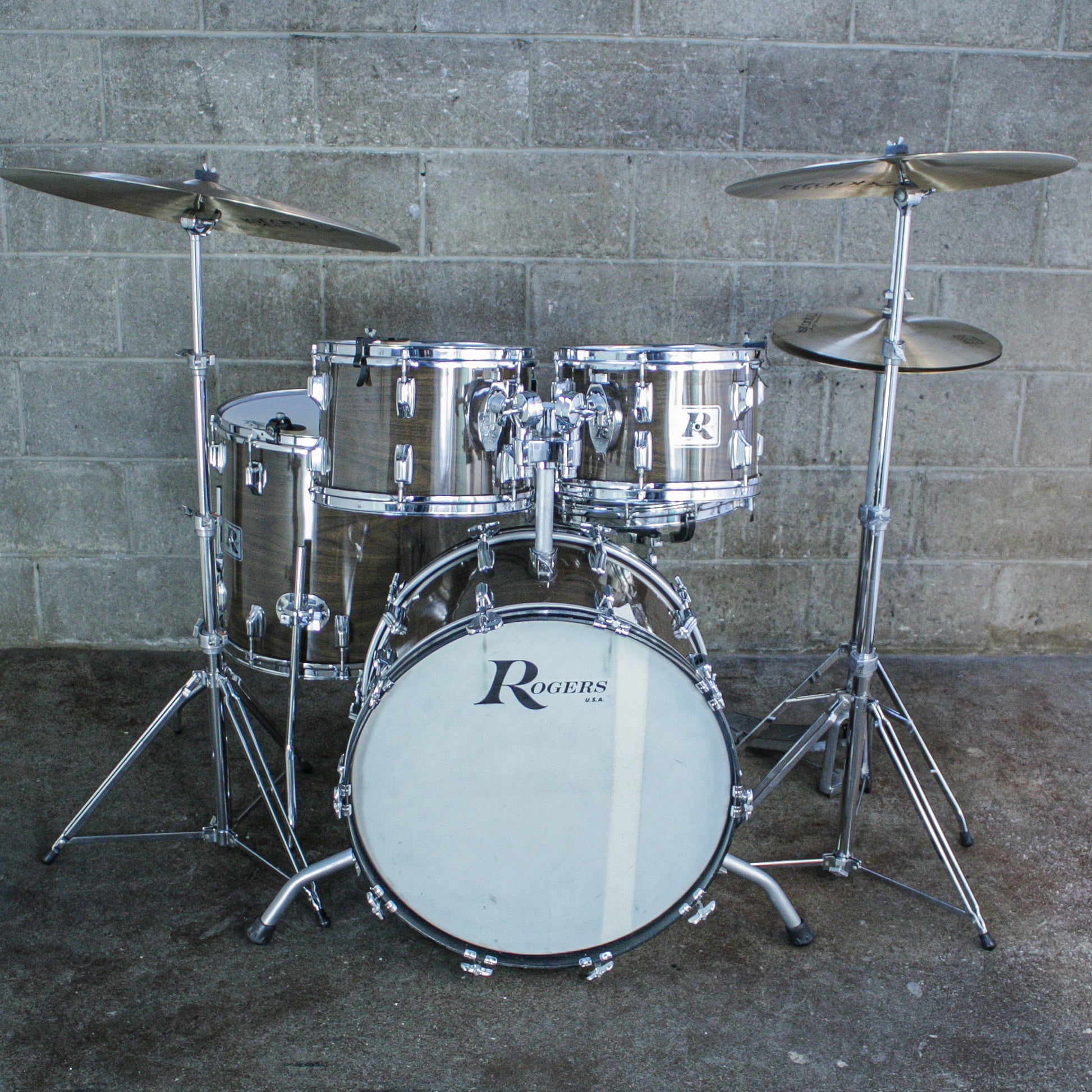 Rogers Londoner V Drum Kit – 1977 Big R Era – New Mahogany – Complete Memriloc Hardware