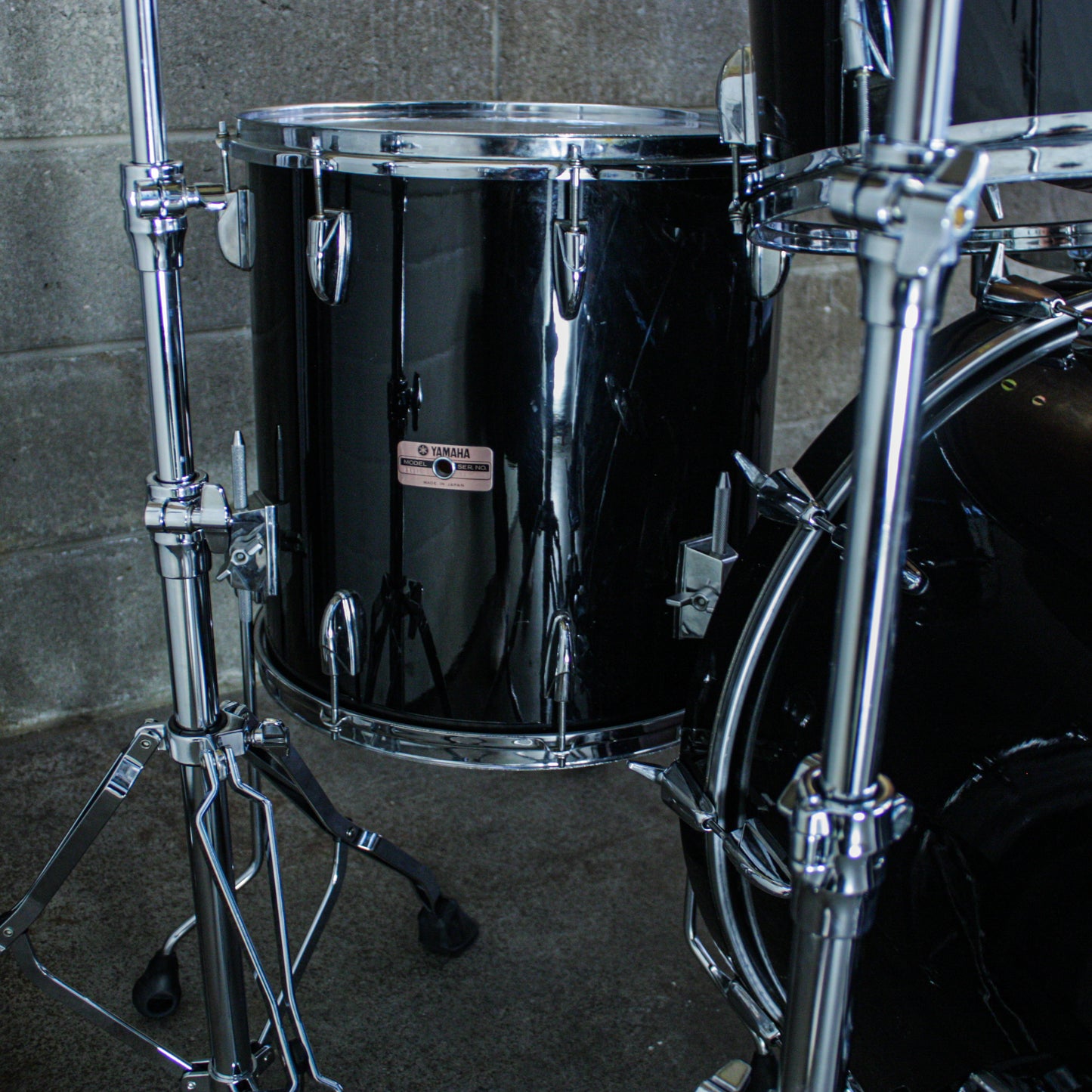 Yamaha Tour Custom Double Bass Drum Set (1985–1988) – Made in Japan – Solid Black