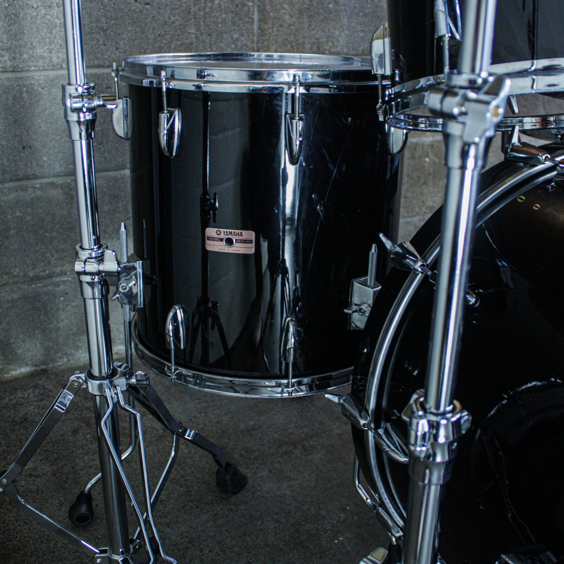 Yamaha Tour Custom Double Bass Drum Set (1985–1988) – Made in Japan – Solid Black
