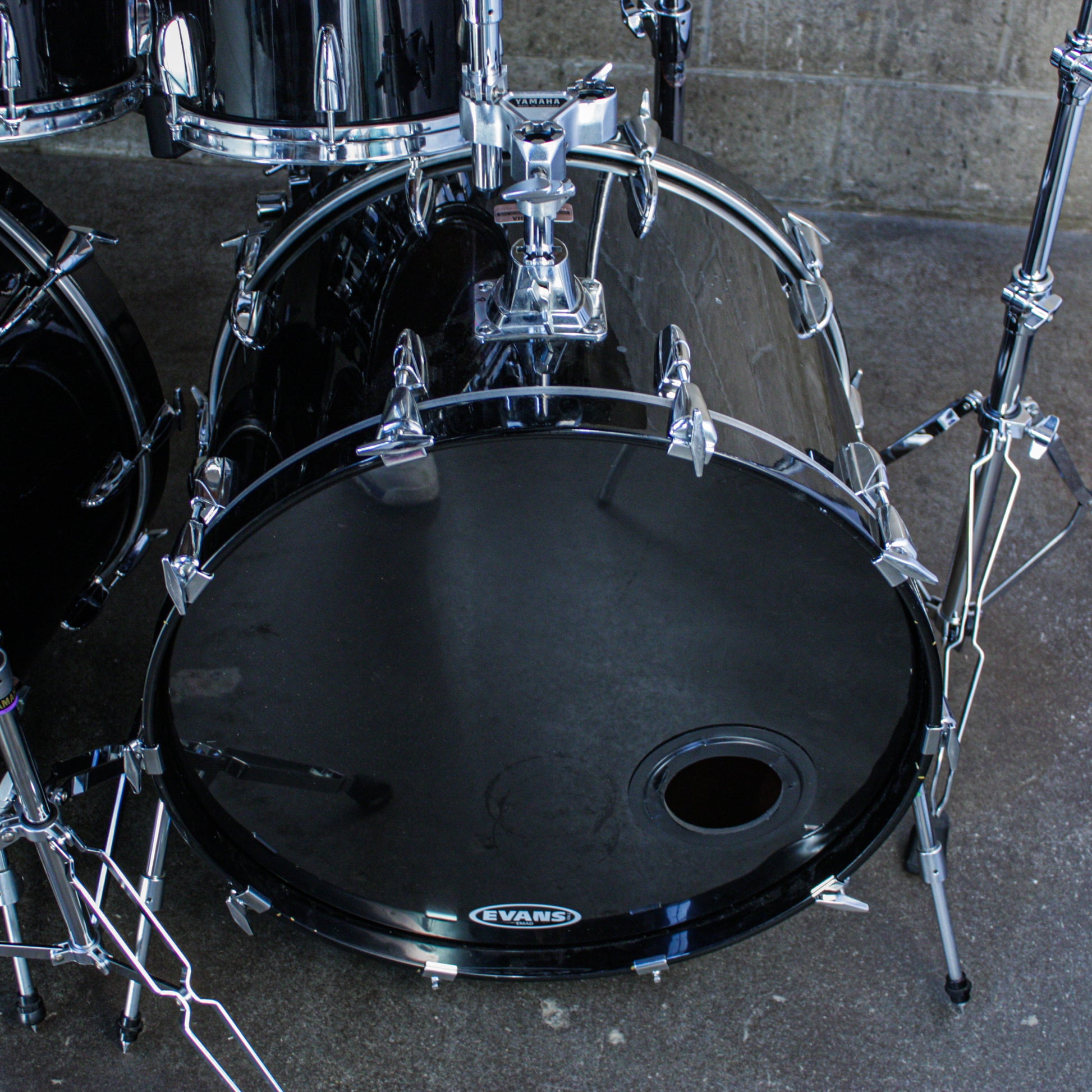 Yamaha Tour Custom Double Bass Drum Set (1985–1988) – Made in Japan – Solid Black