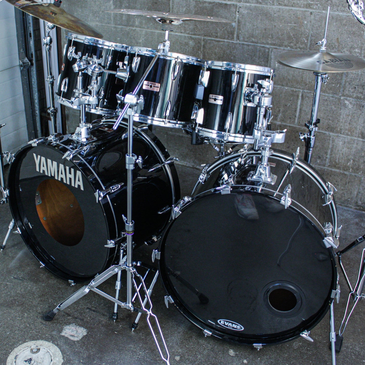 Yamaha Tour Custom Double Bass Drum Set (1985–1988) – Made in Japan – Solid Black