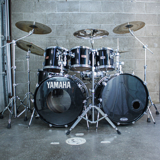 Yamaha Tour Custom Double Bass Drum Set (1985–1988) – Made in Japan – Solid Black